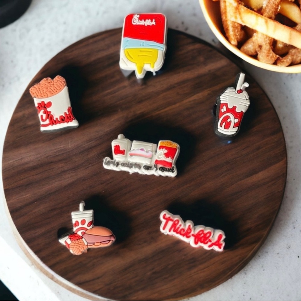 6 Fun Shoe Food Charms for Clogs or Crocs Chick Fil A Fries Shakes Chicken NWOTs